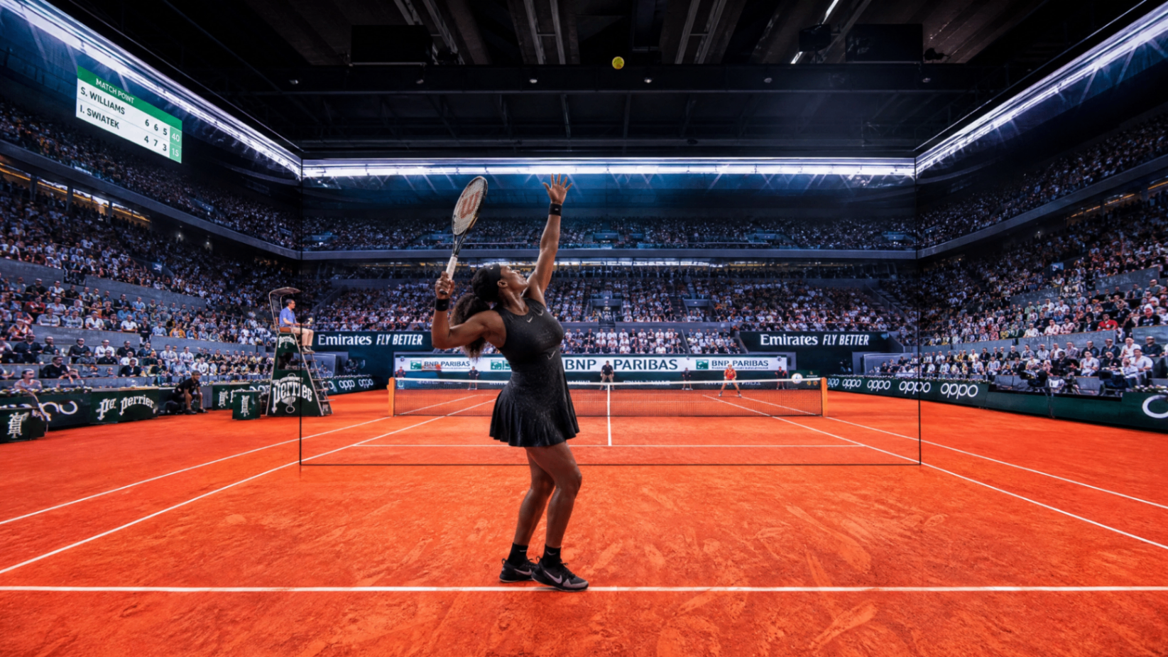 Serve for the match on center court at match point.